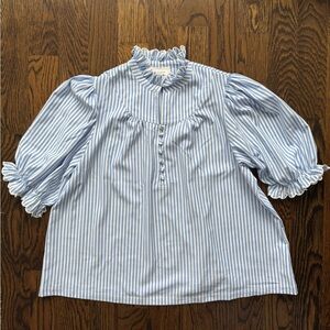 Tuckernuck Pomander Place Blue Stripe Selena Blouse